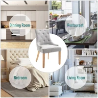 HOMCOM 2 Piece Fabric Dining Chairs Set of 2, Leisure Padded Accent Chair with Armrest, Solid Wooden Legs, Light Grey(m-6)