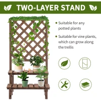 Outsunny Outdoor Plant Stand, Wooden Tiered Plant Shelf with Trellis for  Climbing Vines, Ladder Flower Pot Display Stand for Patio Garden Balcony Living Room(m-4)
