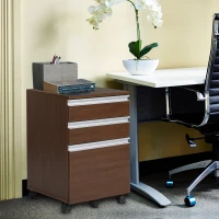 HOMCOM 23.25" 3-Drawer Office Storage Cabinet with Wheels, Brown(m-8)