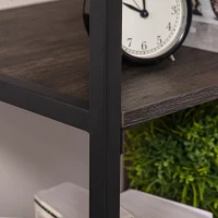 HOMCOM 4-Tier Industrial Style Bookcase with Open Storage Display Rack, Drawer, Cabinet for Living Room, Dark Brown(m-9)