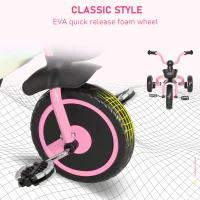 Qaba 3 Wheel Foldable Kids Tricycle Walking Toddler Bike for for 3-5 Year-old Boys & Girls Pink(m-7)