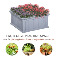 Outsunny 24'' x 24'' x 12'' Raise Garden Bed, Planter Box, Above Ground Garden for Flowers, Herb, Vegetables with Easy Assembly, Grey(m-5)