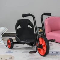 Qaba Kids Tricycle with 10" Big Wheels Toddler Pedal Pusher Trike Bike for 2-6 Boys and Girls, Ride-on Toy for Indoor Outdoor 27.5" x 20" x 20.5", Black(m-10)