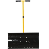 Outsunny 29" Blade Rolling Snow Pusher Shovel with Wheels and Adjustable Handle Yellow(m-9)