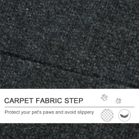 PawHut Wooden Pet Stairs 2 In 1 Convertible Carpeted Ramp Foldable 3 Level Ladder for High Bed Couch Car(m-6)