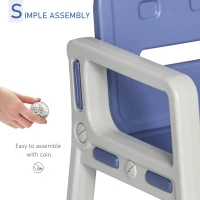 Qaba 3-Piece Kids Table and Chair Set Writing Desk with Armrest, Storage Space for Toddler Activities, Blue(m-6)