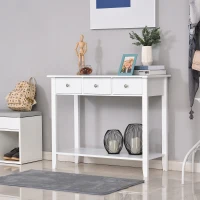 HOMCOM Console Table Industrial Desk with Drawer Bottom Shelf & Large Tabletop for Entryway or Living Room, White(m-10)