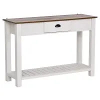 HOMCOM Console Side Entryway Table with Storage Drawer, Bottom Shelf, and Strong Sturdy Construction, White(m-1)
