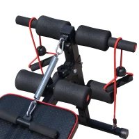 Soozier Foldable Sit Up Bench Core Workout Adjustable Weight Thigh Support  for Home Gym Black and Red(m-8)