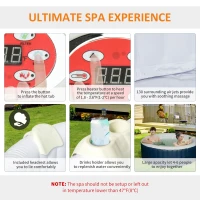 Outsunny 82'' x 26'' Portable Hot Tub 4 Person Outdoor Inflatable Round Heated Tub Spa with 130 Bubble Jets, Filter Pump, Cover, Blue(m-6)