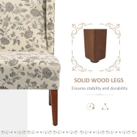 HOMCOM Upholstered Armless Accent Chair, Leisure Side Chair with Wingback, Soft Linen Fabric and Solid Wood Legs, Decorative for Bedroom, Living room, Floral(m-6)