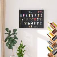 HOMCOM 5-Tier Wall Shelf Display Cabinet with Glass Doors and 4 Adjustable Shelves(m-2)