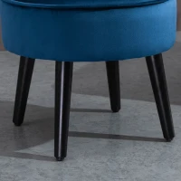 HOMCOM Modern Foot stool Ottoman, Small Leisure Chair Upholstered, Button Tufted Armless Club Chair Wingback Chair with Low Back, Velvet Style Fabric and Stable Fir Legs, Blue(m-9)