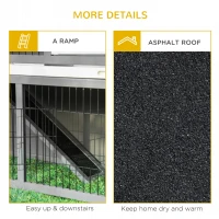 PawHut 48" Wooden Rabbit Hutch Bunny Cage Small Animal House Enclosure with Ramp, Removable Tray and Weatherproof Roof for Outdoor, Gray(m-7)