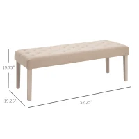 HOMCOM Simple Tufted Upholstered Ottoman Accent Bench with Soft Comfortable Cushion & Fashionable Modern Design, Beige(m-3)