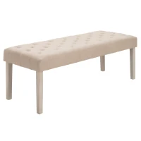 HOMCOM Simple Tufted Upholstered Ottoman Accent Bench with Soft Comfortable Cushion & Fashionable Modern Design, Beige(m-11)