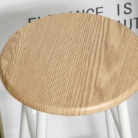 HOMCOM 3 Piece Counter Height Bar Table and Chairs Set, Space Saving Dining Table with 2 Matching Stools, Storage Shelf Metal Frame Footrest, White/Oak(m-10)