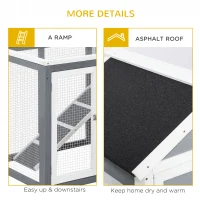 PawHut Indoor Rabbit Enclosure, 48" Weatherproof Wooden Rabbit Hutch, with Slanted Asphalt Roof & Fun Outdoor Run for Bunnies & Ferrets - Gray(m-7)