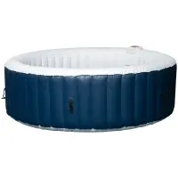 Outsunny 82'' x 26'' Portable Hot Tub 4 Person Outdoor Inflatable Round Heated Tub Spa with 130 Bubble Jets, Filter Pump, Cover, Blue(m-1)