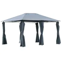Outsunny 10' x 13' Outdoor Patio Gazebo Canopy Shelter with 6 Removable Sidewalls, & Steel Frame for Garden, Lawn, Backyard and Deck, Grey(m-1)