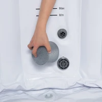 Outsunny 82'' x 26'' Portable Hot Tub 4 Person Outdoor Inflatable Round Heated Tub Spa with 130 Bubble Jets, Filter Pump, Cover, Blue(m-9)