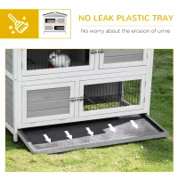 PawHut 48" 2-Story Rabbit Hutch Wooden Bunny Cage Small Animal Habitat with Ramp, No Leak Tray and Weatherproof Asphalt Roof, Indoor/Outdoor Light Grey(m-6)
