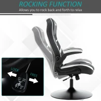 Vinsetto High Back Video Gaming Chair Height Adjustable Flip-up Armrest 360° Swivel Racing Gamer with Pedestal Base, Black and White(m-6)