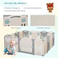Qaba 16-Piece Indoor Safety Childrens Baby Playpen with Game Piece, Opening Gate & Flexible Design for Peace of Mind(m-7)