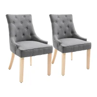 HOMCOM 2 Piece Fabric Dining Chairs Set of 2, Leisure Padded Accent Chair with Armrest, Solid Wooden Legs, Dark Grey(m-1)