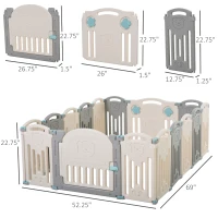 Qaba 16-Piece Indoor Safety Childrens Baby Playpen with Game Piece, Opening Gate & Flexible Design for Peace of Mind(m-3)