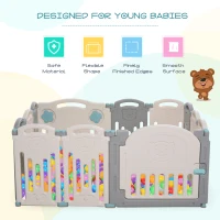 Qaba 12-Piece Indoor Safety Children Baby Playpen with Game Piece, Opening Gate & Flexible Design for Peace of Mind(m-4)