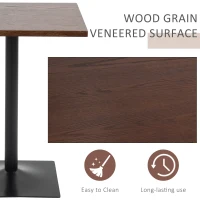 HOMCOM Retro Industrial Square Dining Coffee Bistro Table with Metal Base for Kitchen & Home Bar, Black and Brown(m-4)