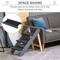 PawHut Wooden Pet Stairs 2 In 1 Convertible Carpeted Ramp Foldable 3 Level Ladder for High Bed Couch Car(m-4)