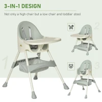 Qaba High Chair Baby Seat with Removable Food Tray for Kids 6 Months - 3 Years, Green(m-5)