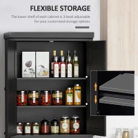 HOMCOM 6ft Wood Farmhouse Colonial Kitchen Pantry Cabinet, with 4 Adjustable Shelves, 2 Wood Pantries, & 1 Drawer, Black(m-6)