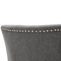 HOMCOM 2 Piece Fabric Dining Chairs Set of 2, Leisure Padded Accent Chair with Armrest, Solid Wooden Legs, Dark Grey(m-14)