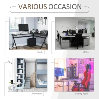 HOMCOM 61 Inch Modern Reversible L-Shaped Home Office Desk Computer Laptop Table Gaming Desk Corner Workstation with CPU Stand, Space Saving, Black(m-5)