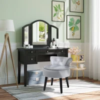 HOMCOM Modern Foot stool Ottoman, Small Leisure Chair Upholstered, Button Tufted Armless Club Chair Wingback Chair with Low Back, Velvet Style Fabric and Stable Fir Legs, Grey(m-2)