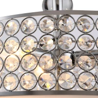 HOMCOM Chandelier Pendant Light Lamp with Crystal Ball Pole, Hanging Ceiling Lamp, Drum Shaped Shade, Metal Base, Silver(m-7)
