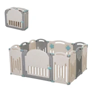 Qaba 12-Piece Indoor Safety Children Baby Playpen with Game Piece, Opening Gate & Flexible Design for Peace of Mind(m-11)