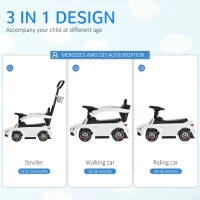 Aosom Push Cars for Toddlers Ride On & Push Car Stroller Sliding Walking Car with Underneath Storage Compartment & Working Steering Wheel, White(m-5)