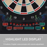 Soozier Electronic Dartboard Cabinet Set with 27 Main Games, 202 Variations, 12 Darts for Multi-Game Option Ready-to-Play, Light Brown(m-6)