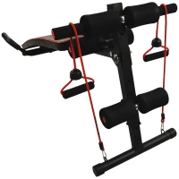 Soozier Foldable Sit Up Bench Core Workout Adjustable Weight Thigh Support  for Home Gym Black and Red(m-9)