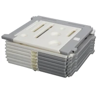 Qaba 14-Piece Children Baby Playpen Kids Activity Center Fence Enclosure with Easy Safety Gate & Built-In Fun Toys, Grey(m-9)