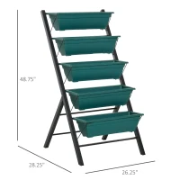 Outsunny 4Ft Vertical Raised Garden Bed with 5 Tier, Planter Box with Drainage Holes, Perfect to Grow Flowers Vegetables Herbs, for Patio Balcony Greenhouse Outdoor/Indoor(m-3)
