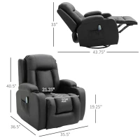 HOMCOM Luxury Faux Leather Heated Vibrating 8 Point Massage Recliner Chair with 360 Swivel and Remote, Black(m-3)