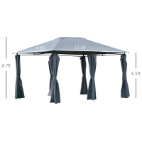 Outsunny 10' x 13' Outdoor Patio Gazebo Canopy Shelter with 6 Removable Sidewalls, & Steel Frame for Garden, Lawn, Backyard and Deck, Grey(m-3)