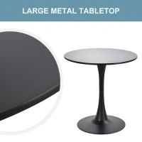 HOMCOM  Modern 27.5" Round Cocktail Table with a Stable Metal Base for Living Room, Porch, and Parties, Black(m-7)