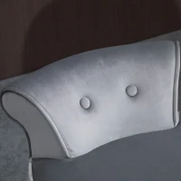 HOMCOM Modern Foot stool Ottoman, Small Leisure Chair Upholstered, Button Tufted Armless Club Chair Wingback Chair with Low Back, Velvet Style Fabric and Stable Fir Legs, Grey(m-11)