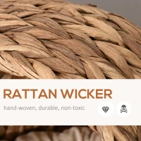 PawHut 20" Natural Braided Banana Leaf Elevated Cat Bed Basket with Cushion - Brown(m-6)